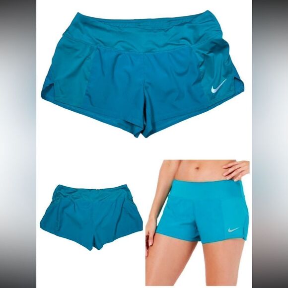 Nike Dri Fit Women’s Teal Blue 3” Athletic Running Shorts - Picture 4 of 8